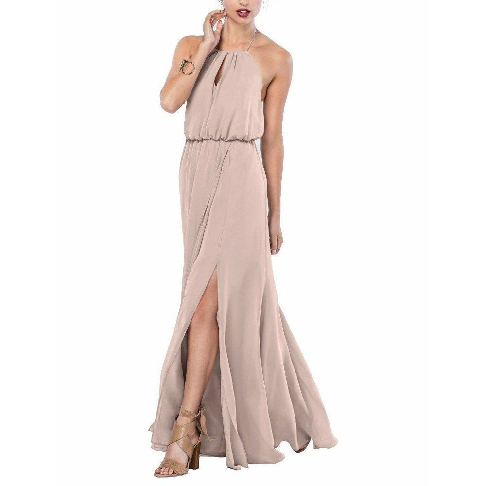 Wtoo 307 Size 6 Rose Bridesmaid Wedding Dress gown maxi chiffon halter 5670